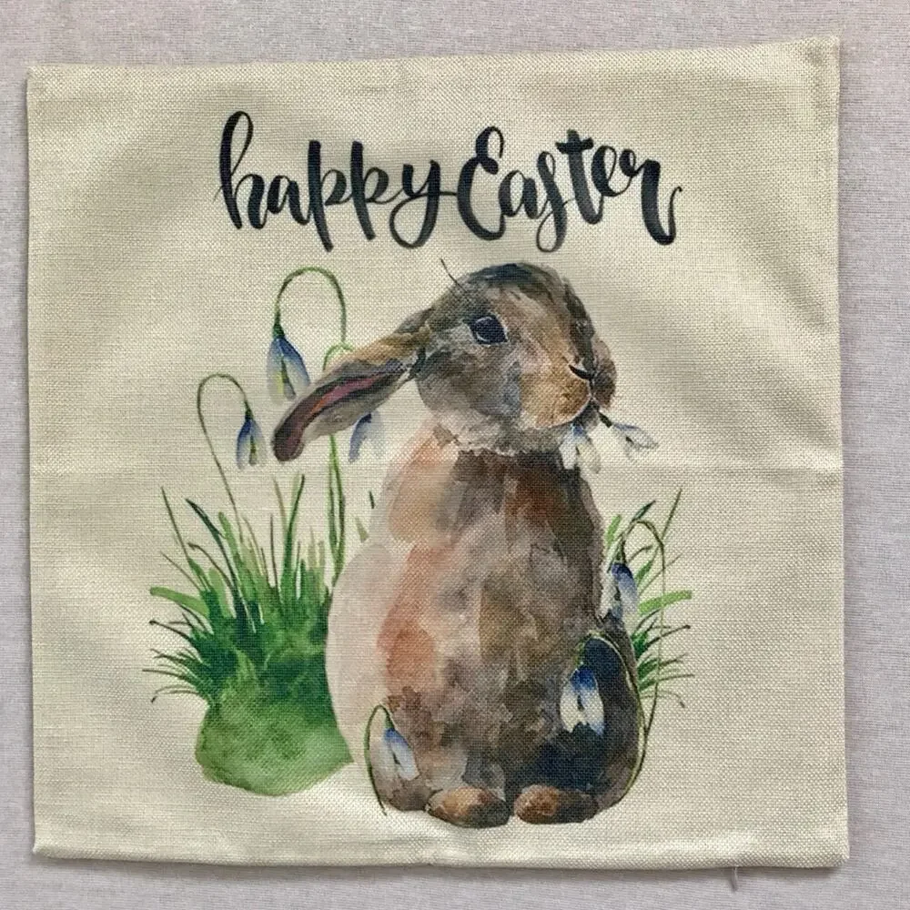 Easter Bunny & Egg NWT 4 Decorative Pillow Cases Spring Farmhouse Floral